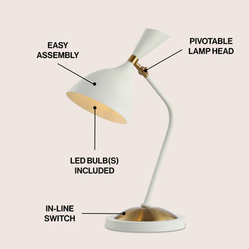 Albert 21.5" Iron Retro Mid Century LED Table Lamp - JONATHAN Y